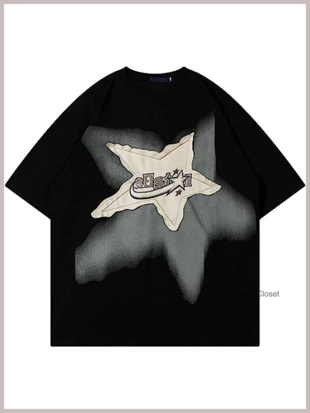 Oversized Y2K Star Graphic Tee - 100% Cotton Unisex Grunge Streetwear